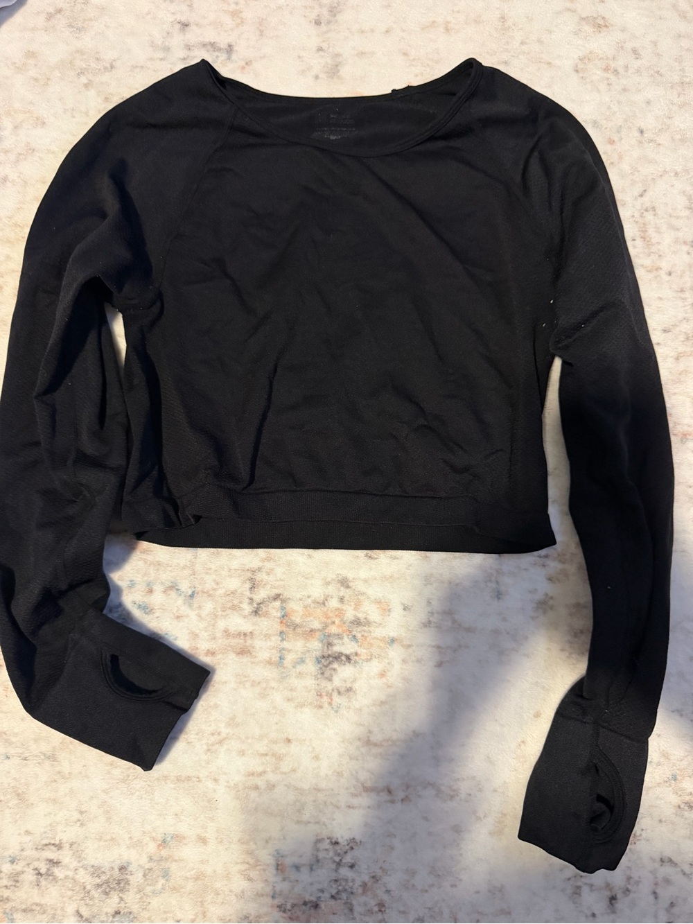 Black Long-Sleeve Crop Top - Women athletic